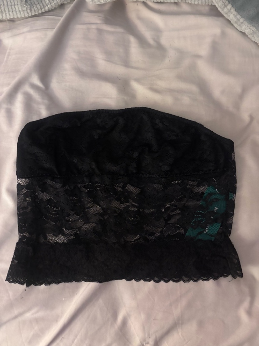 SHEIN Black Lace Strapless Crop Top